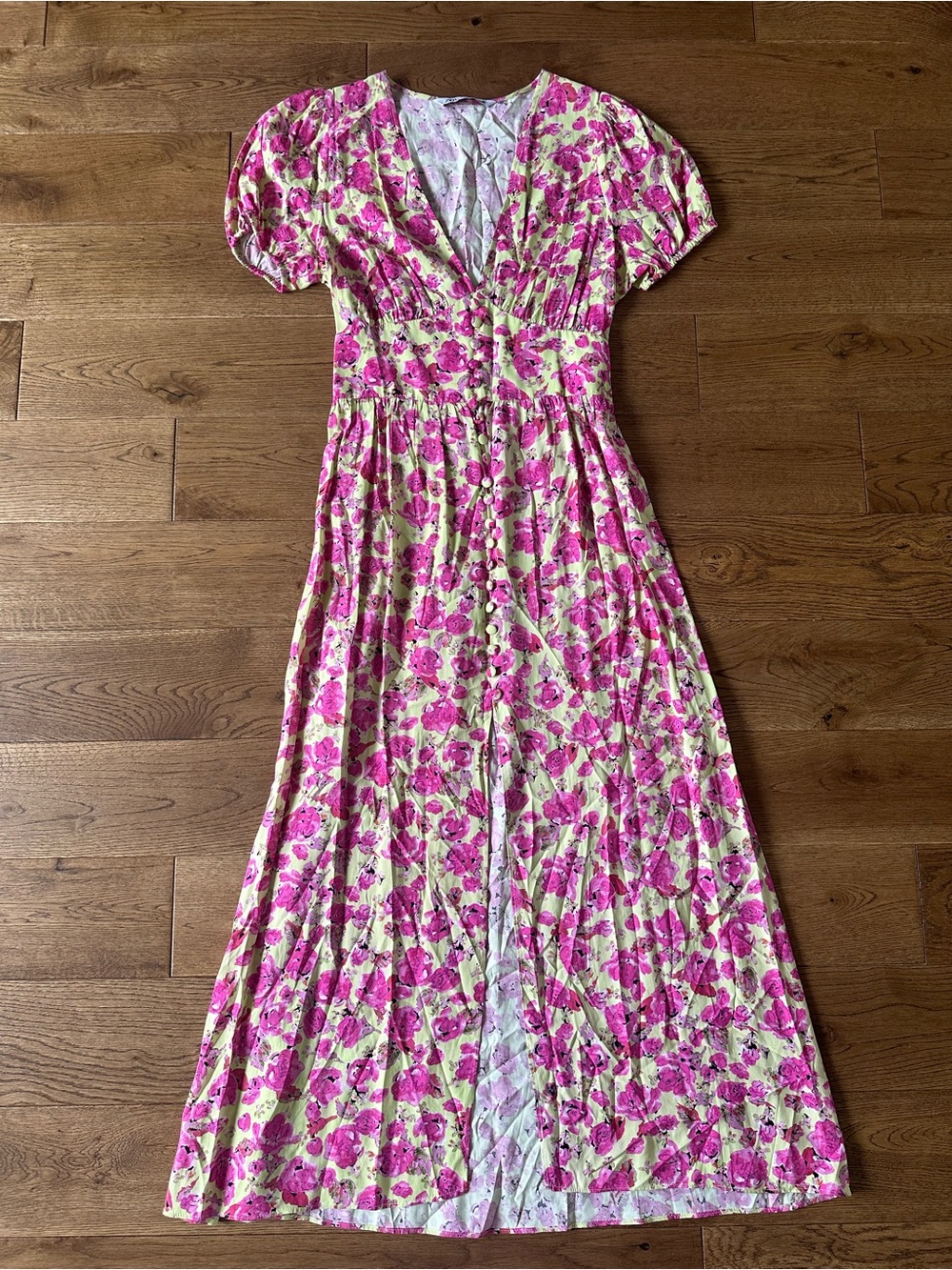 New Zara Floral Maxi Dress Sz M 100% Viscose - Picture 4 of 12